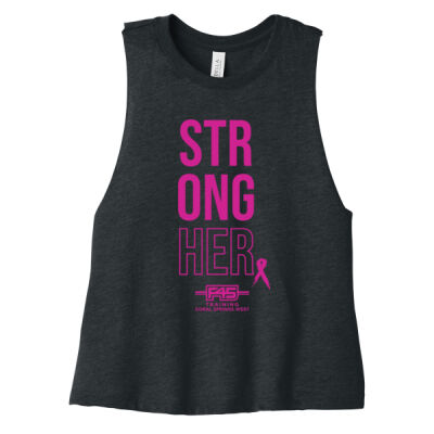 🎗️STRONG-HER Breast Cancer Racerback CROP Tank Ladies Thumbnail