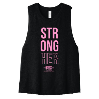 🎗️STRONG-HER Breast Cancer Racerback CROP Tank Ladies Thumbnail