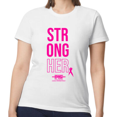 🎗️STRONG-HER Breast Cancer Ladies Cut Softstyle Crewneck Tee Thumbnail